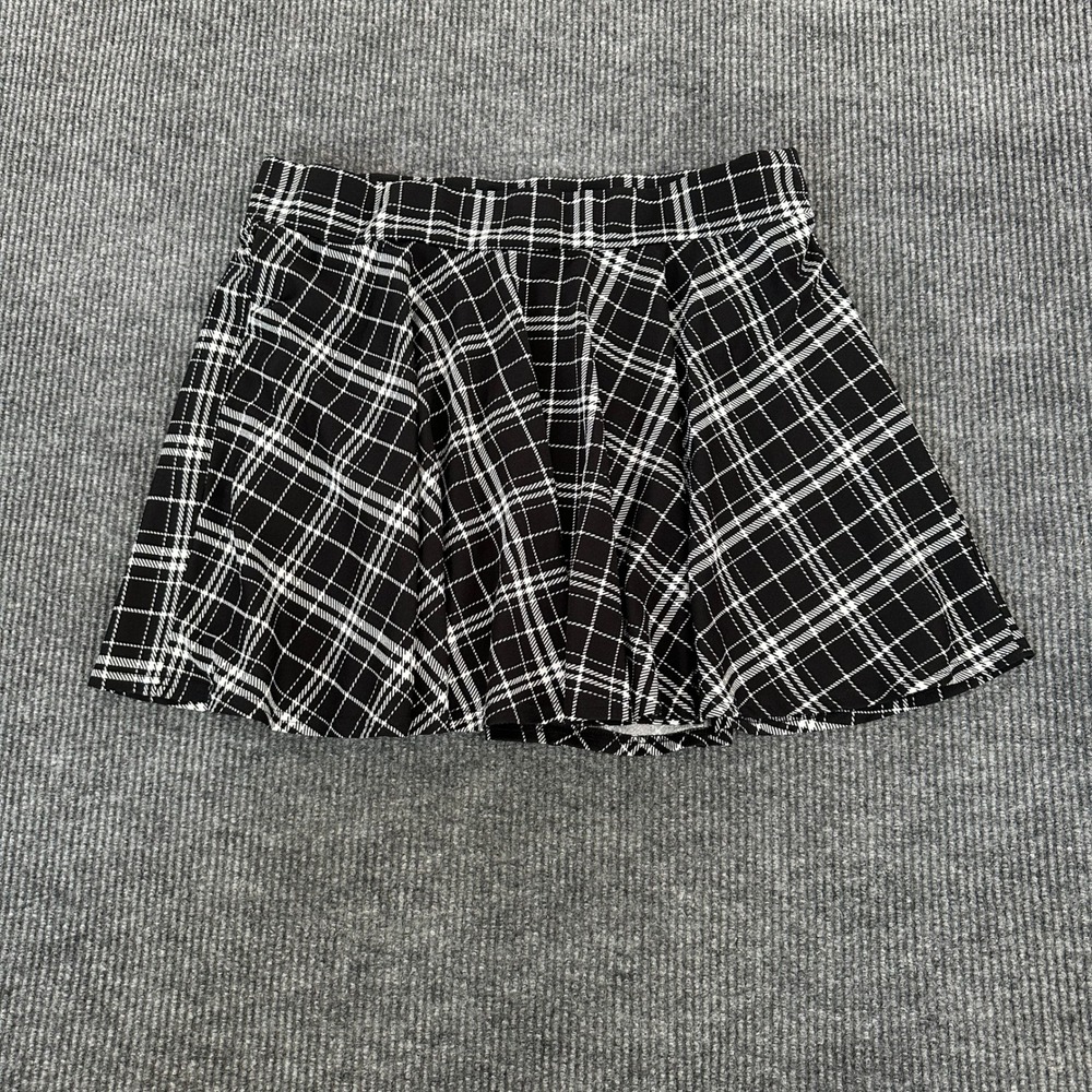 DJT Women Plaid Pleated Skort 4XL Black White Stretch Plus Size